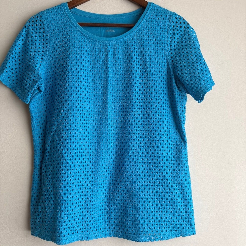 Allison Daley Blue Eyelet Top
